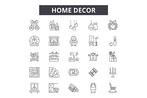 Homedecor Line Icons, Signs Set