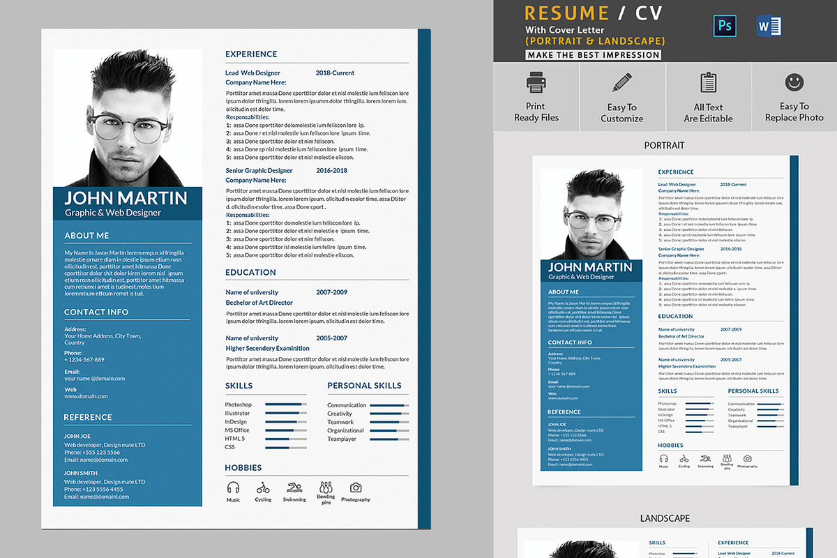 Clean Resume Template, a Resume Template by Artiverge (Photo 1 of 4)