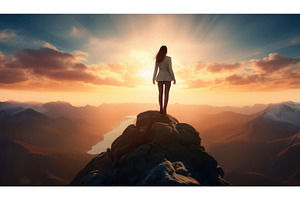 A business woman standing on a, a Nature Photo by Igor Tichonow