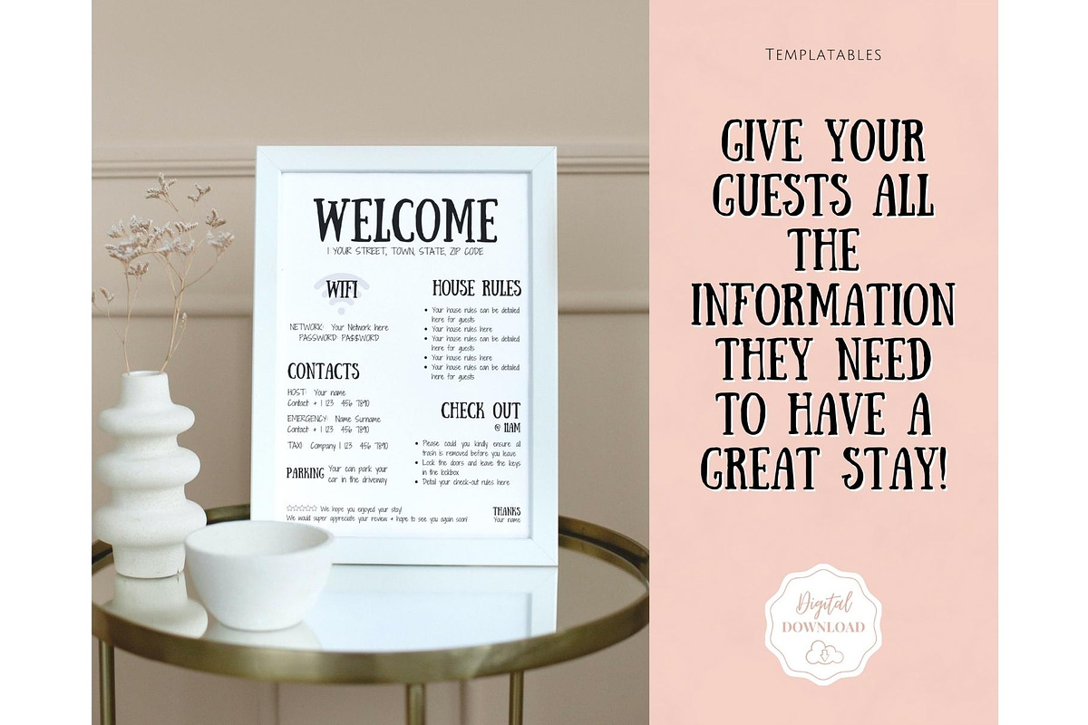 Airbnb Welcome Sign Poster Template, a Poster Template by Templatables (Photo 3 of 7)