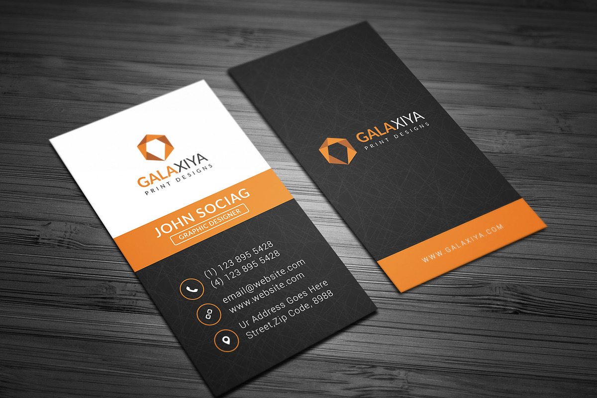 Modern Vertical Business Cards, a Business Card Template by Galaxiya (Photo 3 of 10)