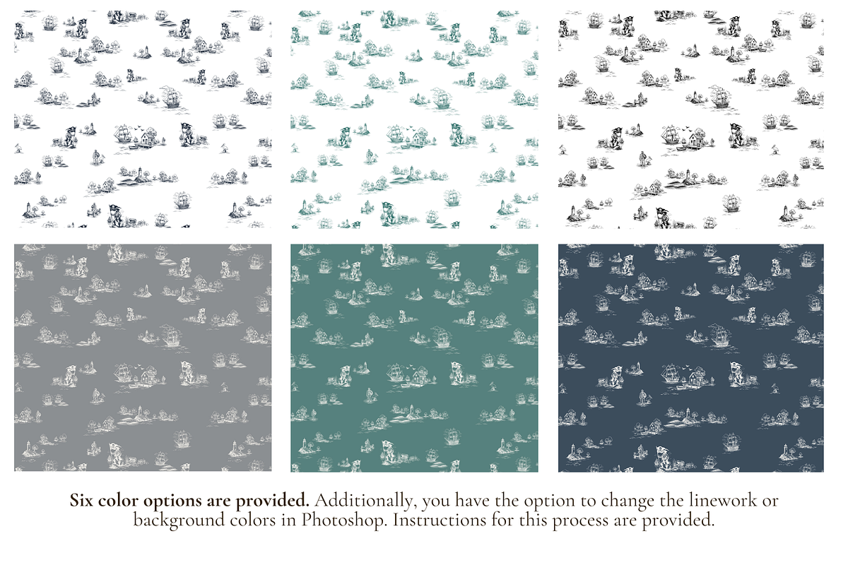 Refined Pirate Toile de Jouy Print, a Background Graphic by Hughes Studio (Photo 2 of 8)