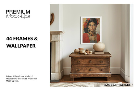 44 Frames and Wallpaper Mockup, a Household Mockup by mock-ups