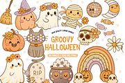 Groovy Halloween Clipart, an Illustration by TatiMockup (Thumbnail 1 of 6)
