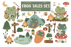 Frog Tales clipart & paper set