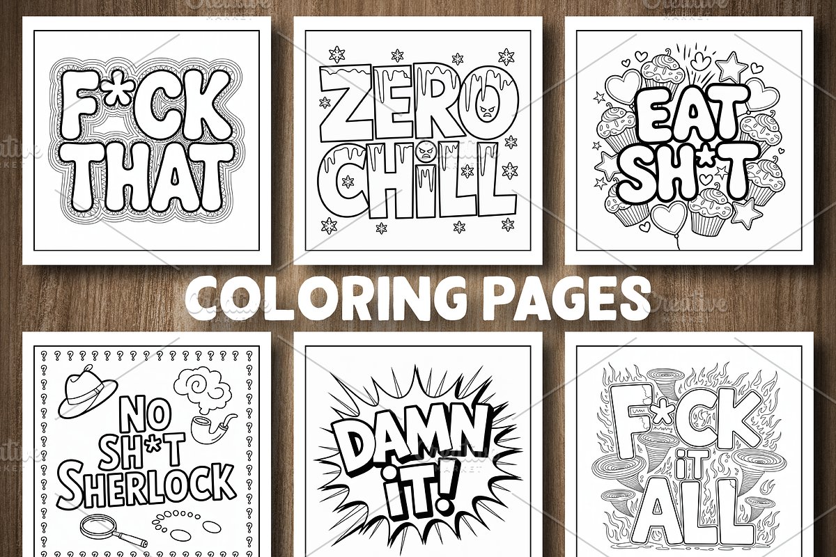 Naughty Swear Word Coloring Book, an Education Illustration by Design Station (Photo 4 of 5)