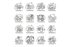 Groups of healthy fruit, vegetables, a Food Illustration by Tettygreen