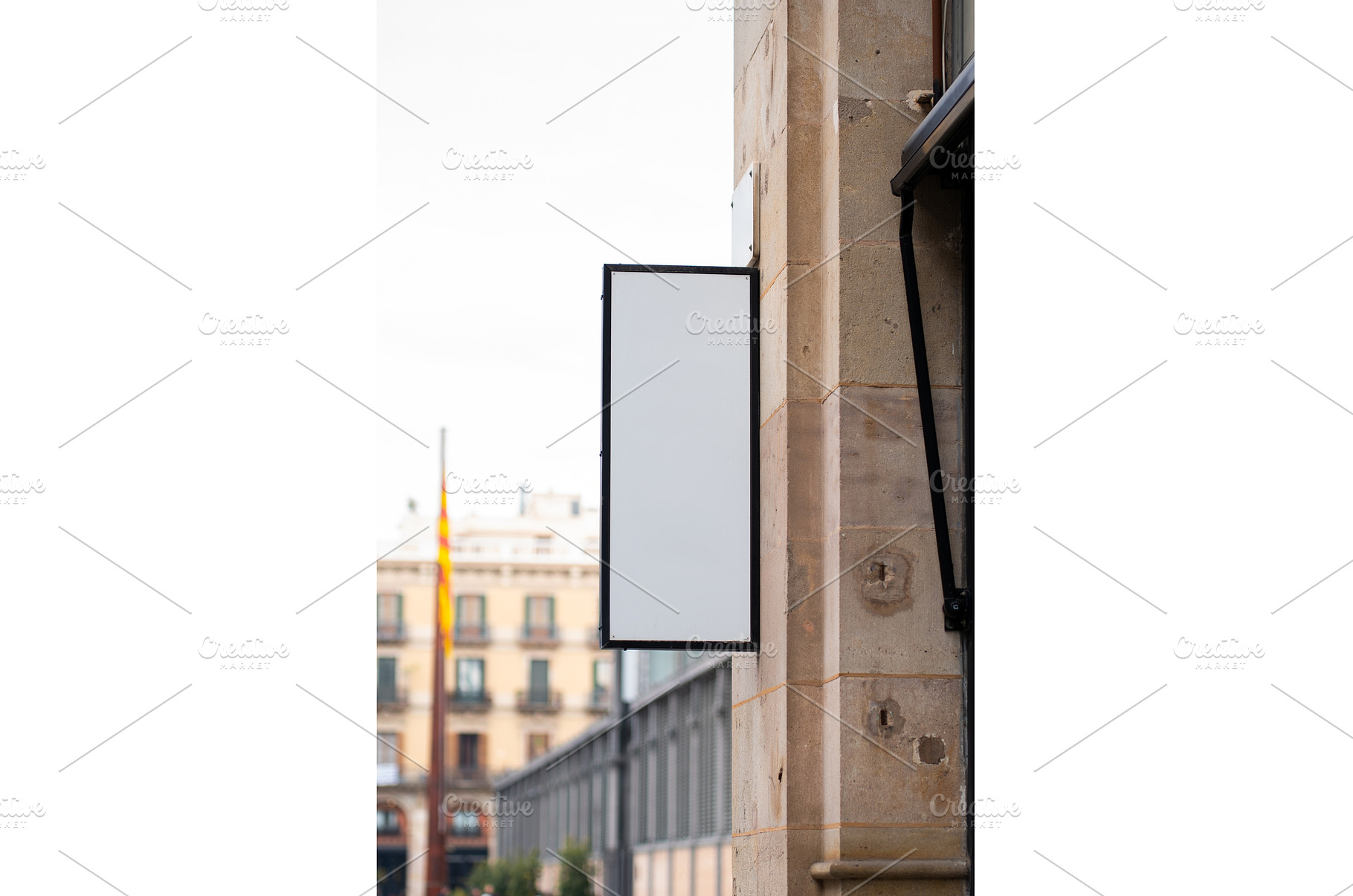 Blank white vertical mockup sign on, an Architecture Photo by volodymyrshtun13795