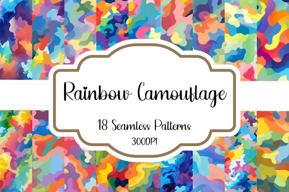 Rainbow Camouflage Seamless Patterns, a Pattern Graphic by PrintablesByFranklyn (Photo 1 of 4)