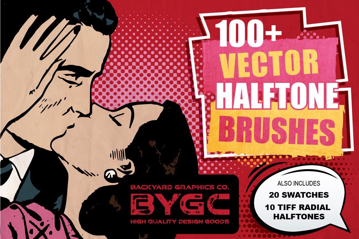 Heartfelt Halftone Vector Brushes, a Brush Add-On by BackYard Graphics Co. (Photo 1 of 15)