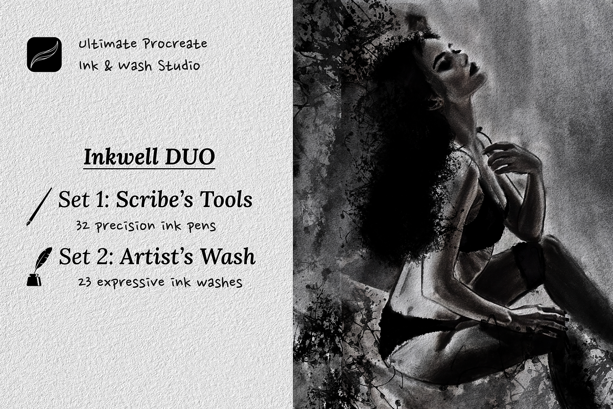 Procreate Inkwell Duo, a Brush Add-On by Brush Moment (Photo 1 of 12)