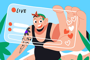 Blue Streaming Illustration, a Person Illustration by graphicook