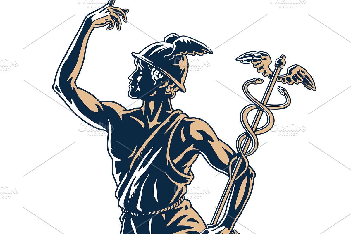Mercury or Hermes and Earth globe, a Person Illustration by Ledokolua (Photo 2 of 2)