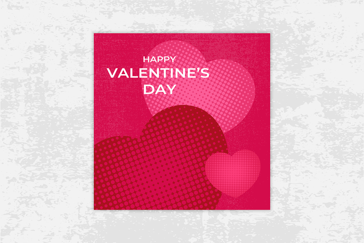 Valentine Card with Halftone Hearts, a Decorative Illustration by PsychocheArt (Photo 3 of 3)