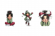 Whimsical Christmas Girl Clipart, an Illustration by Daily.Designs (Thumbnail 6 of 8)