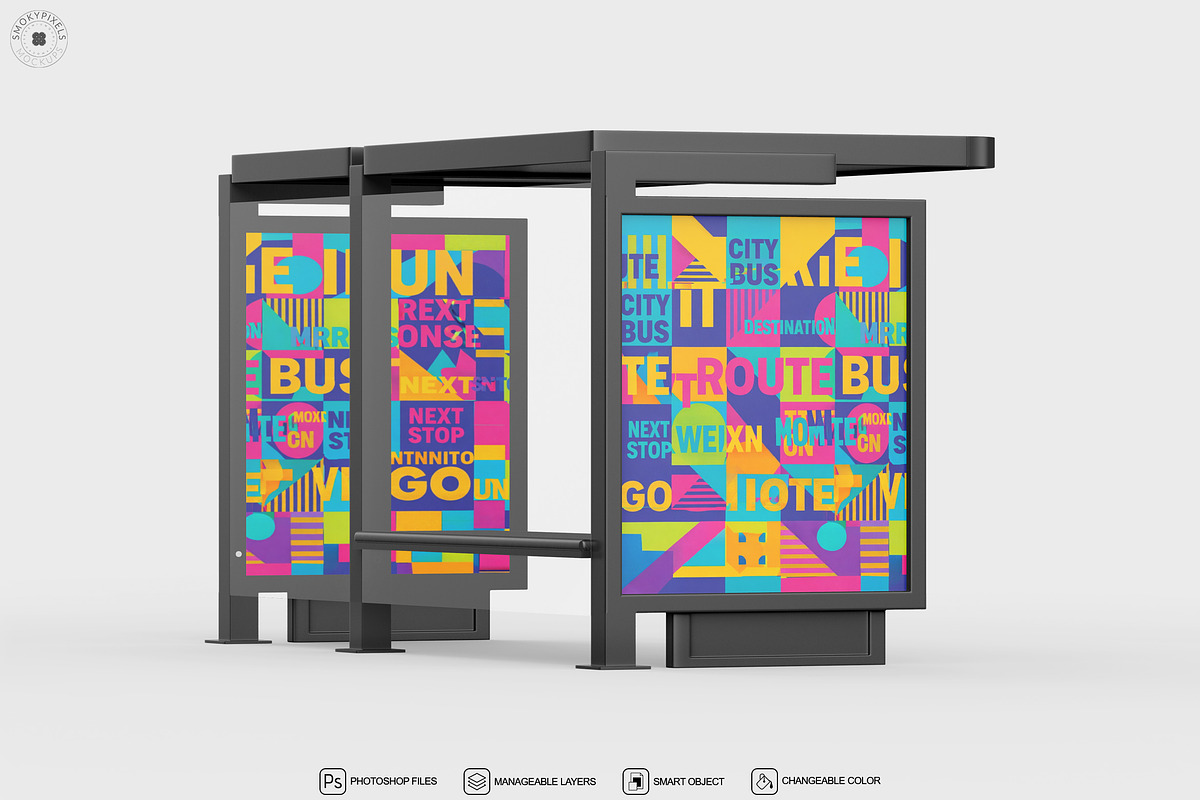 Bus Stop Shelter Advertising Mockup, an Advertising Mockup by SmokyPixels (Photo 5 of 5)