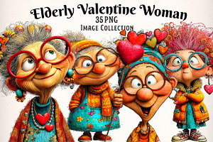 Quirky Elderly Valentine Woman, an Illustration by Dream Creation