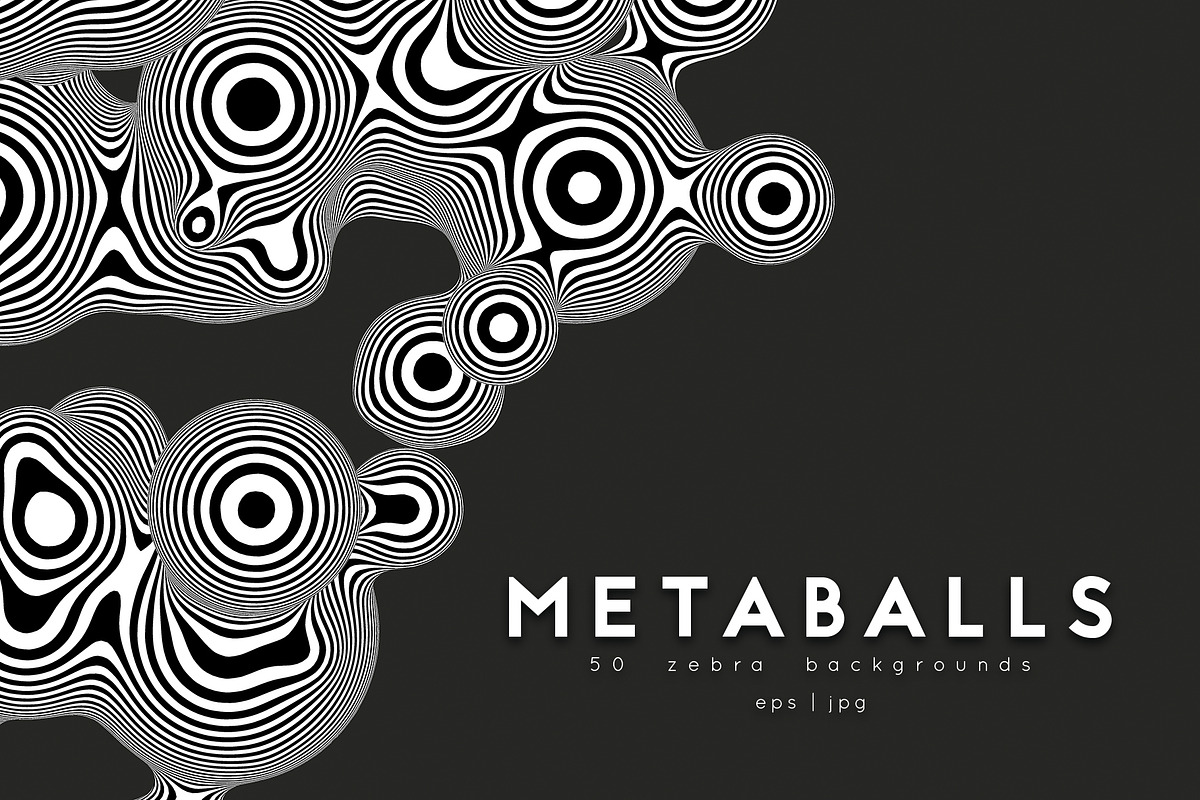 50 Zebra Metaballs, an Object Graphic by GarryKillian (Photo 1 of 51)