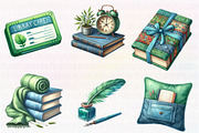 Book Lover Watercolor Clipart Collec, an Illustration by CreationArt (Thumbnail 6 of 7)