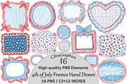 4th of July Frames Hand Drawn PNG, a Seasonal Illustration by CitraGraphics (Thumbnail 1 of 6)