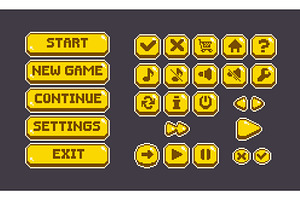 Pixel game button collection with 8, an Object Illustration by art PVP - market