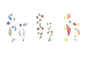 Set of watercolor flower vines with, an Object Illustration by okskukuruza