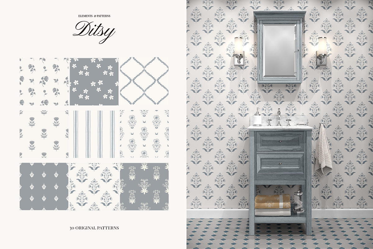 Vintage ditsy art & Floral patterns, a Decorative Illustration by Summer Nightingale Art (Photo 16 of 19)