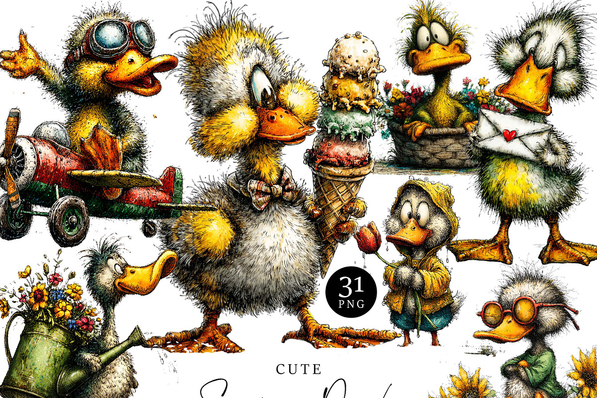 Cute Quirky Funny Duck Clipart, an Animal Illustration by Design Scotch (Photo 1 of 7)