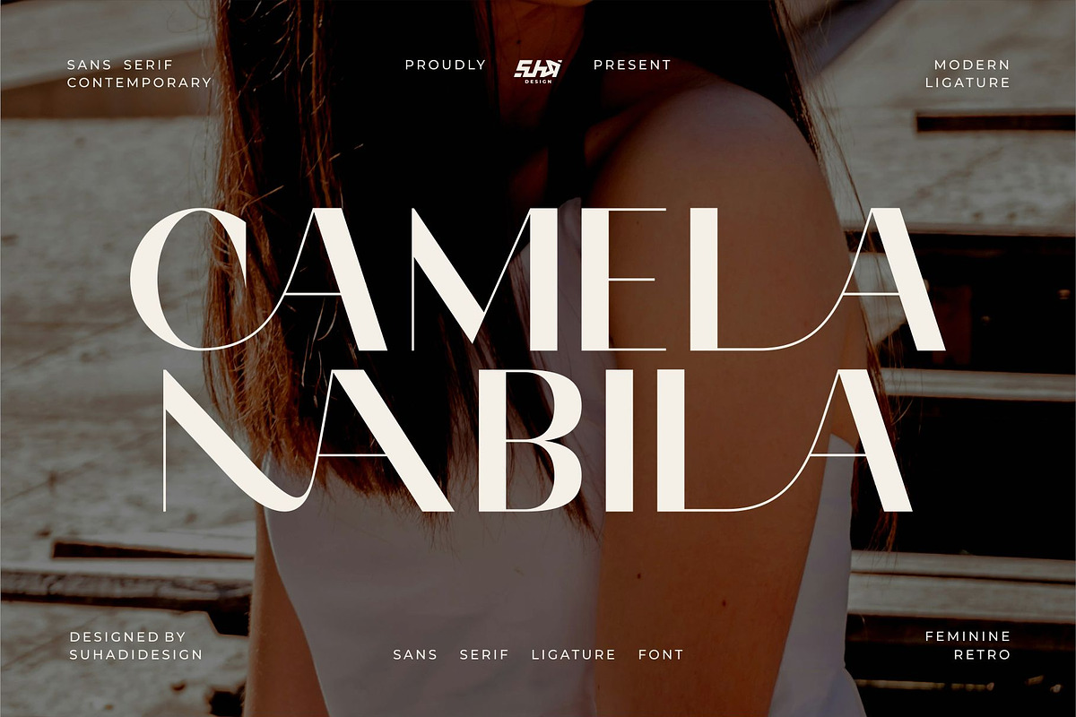 Camela Nabila - Modern Ligature Font, a Sans Serif Font by suhadidesign (Photo 1 of 15)