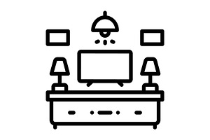 Furnished equipped black icon, an Outline Icon by Creative priyanka