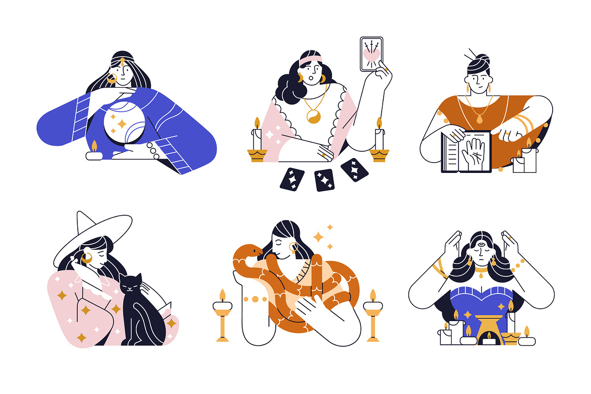 Fortune tellers or witches set, a Person Illustration by Good Studio (Photo 1 of 10)