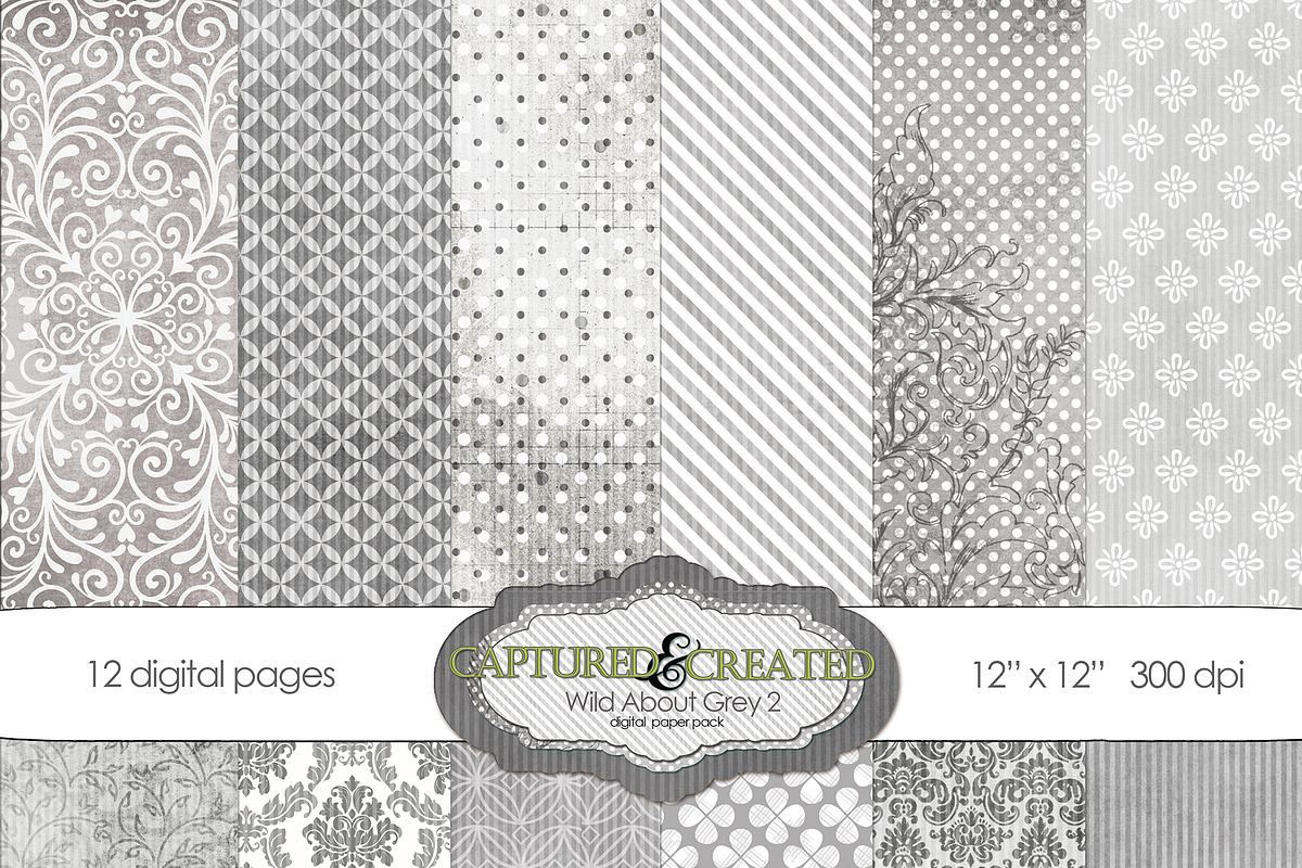 Wild About Grey Set 2 Digital Paper