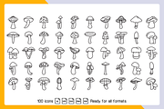 Mushroom and Toadstool Icons Vector, an Outline Icon by Designfour (Thumbnail 3 of 6)