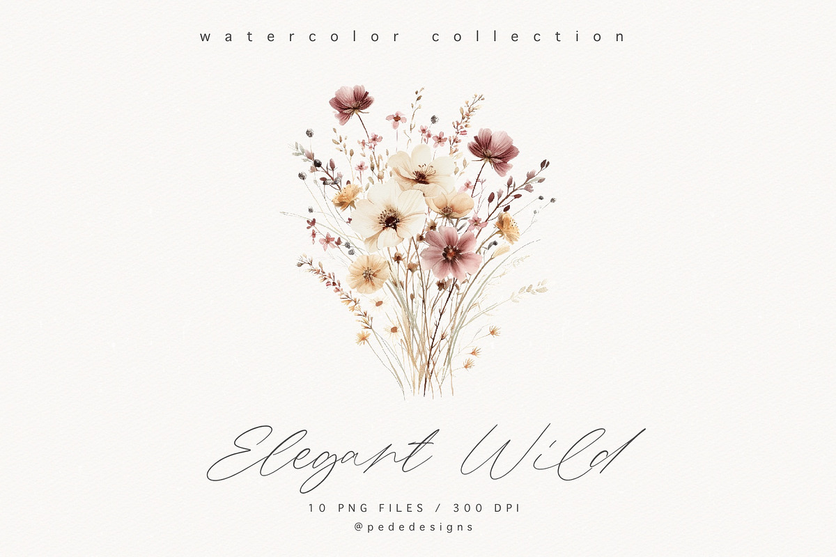 Elegant Wild Flowers, a Decorative Illustration by PeDe Designs (Photo 2 of 8)