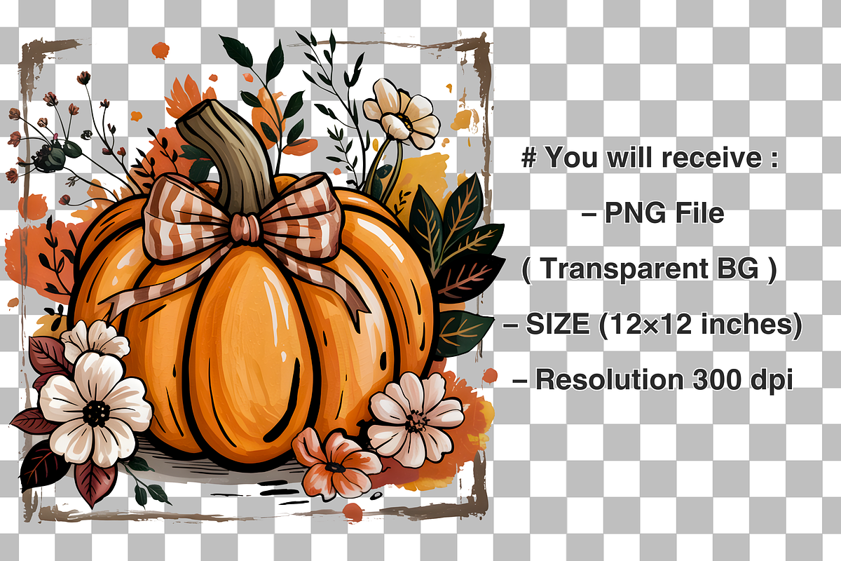 Floral Fall Pumpkin Png, a Graphic by Clipart Bloom (Photo 2 of 2)