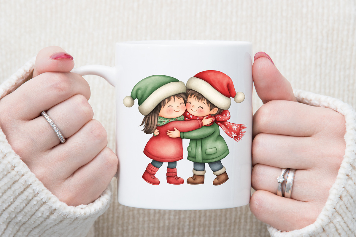 Christmas Kids Watercolor Clipart, an Illustration by Sublimation Artist (Photo 5 of 6)