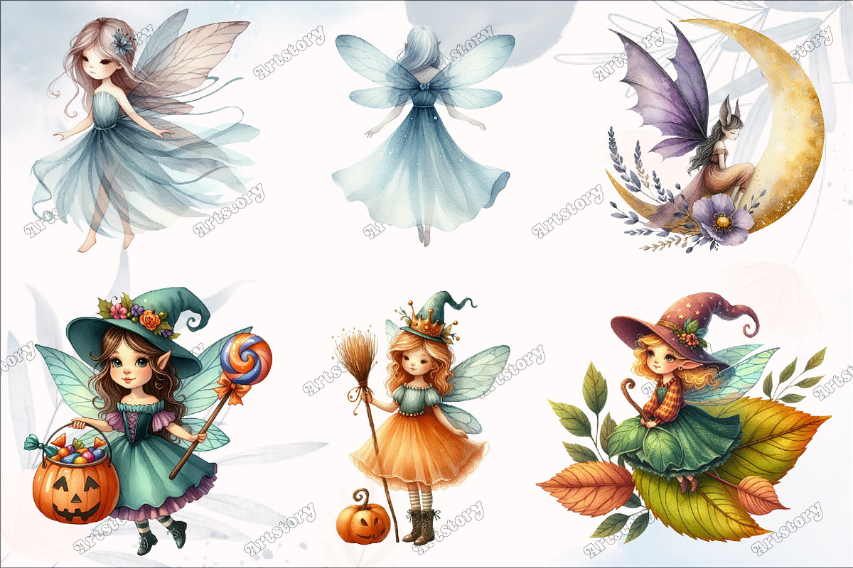 Watercolor Halloween Fairy Collectio, a Graphic by designcity5 (Photo 2 of 5)
