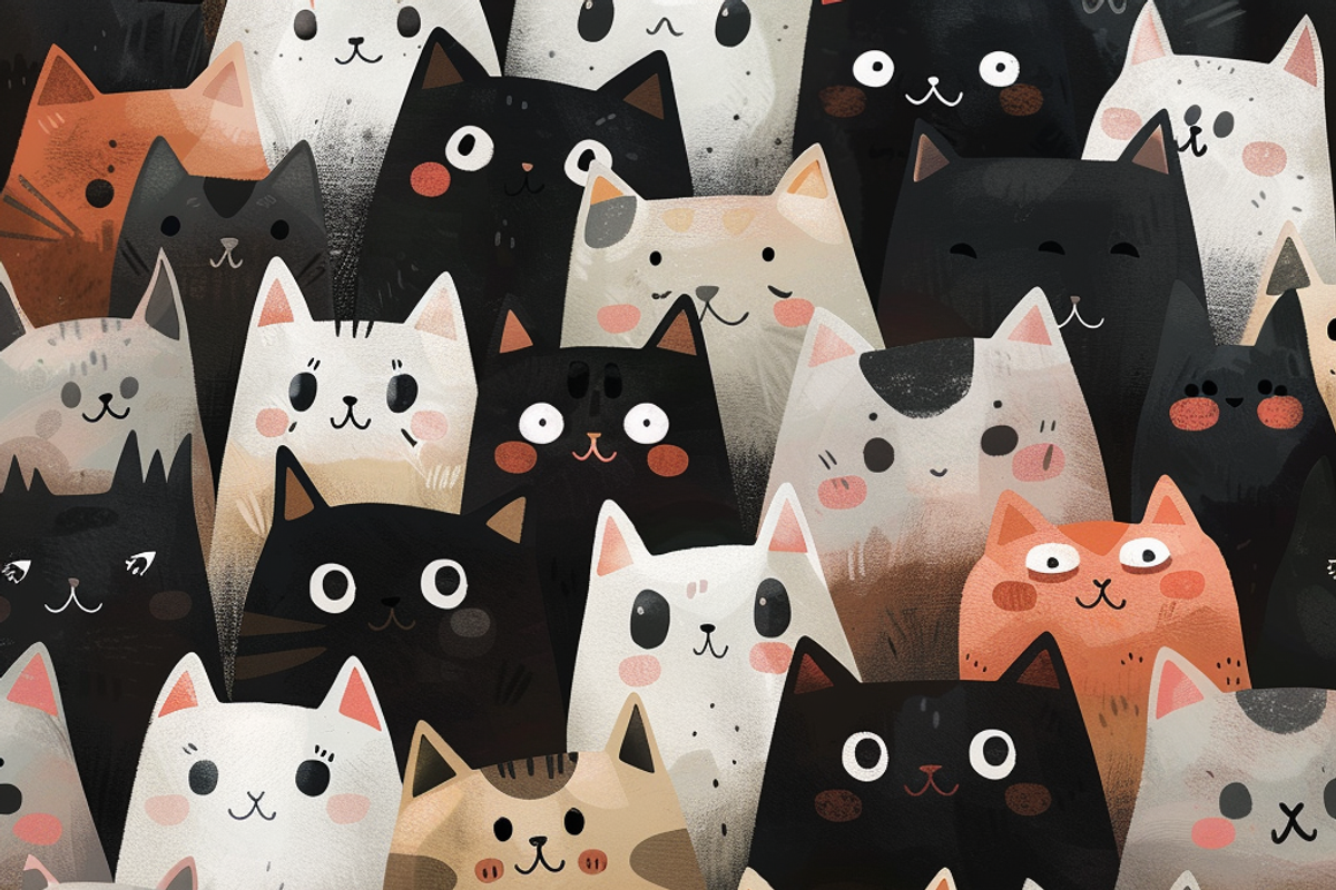 Adorable Cats Cartoon Pattern, a Pattern Graphic by Printable Treasure (Photo 3 of 7)