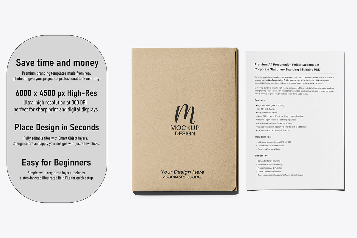 A4 Presentation Folder & Mockup, an Advertising Mockup by pixelmock (Photo 3 of 17)