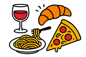 Enjoying a delightful meal with wine, a Food Illustration by ZinetroN