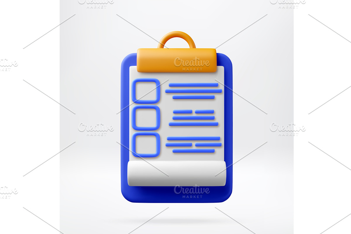 3D Clipboard with checklist and, an Object Illustration by Abscent