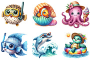 Summer Sea Animals Clipart, a Seasonal Illustration by DreamArtGraphic (Thumbnail 4 of 4)