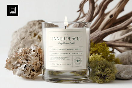 Clear Glass Organic Style Candle, a Household Mockup by 1001 mockups