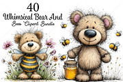 Whimsical Bear and Bees Clipart, a Seasonal Illustration by Canvas Craft (Thumbnail 1 of 10)