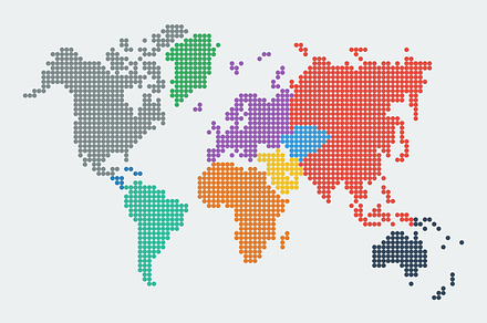 Dotted World map with Continents