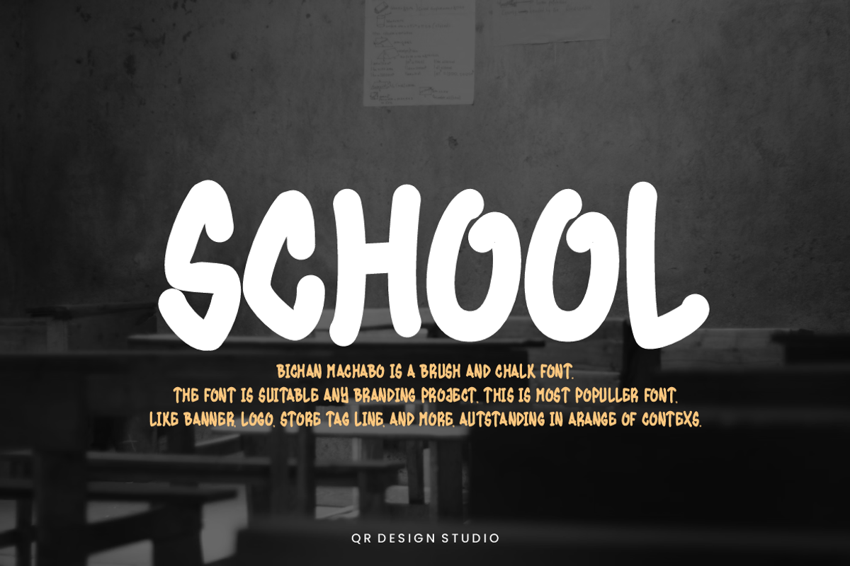 Bichan Machabo - School & Chalk Font, a Handwritten Font by QR Design Studio (Photo 2 of 6)