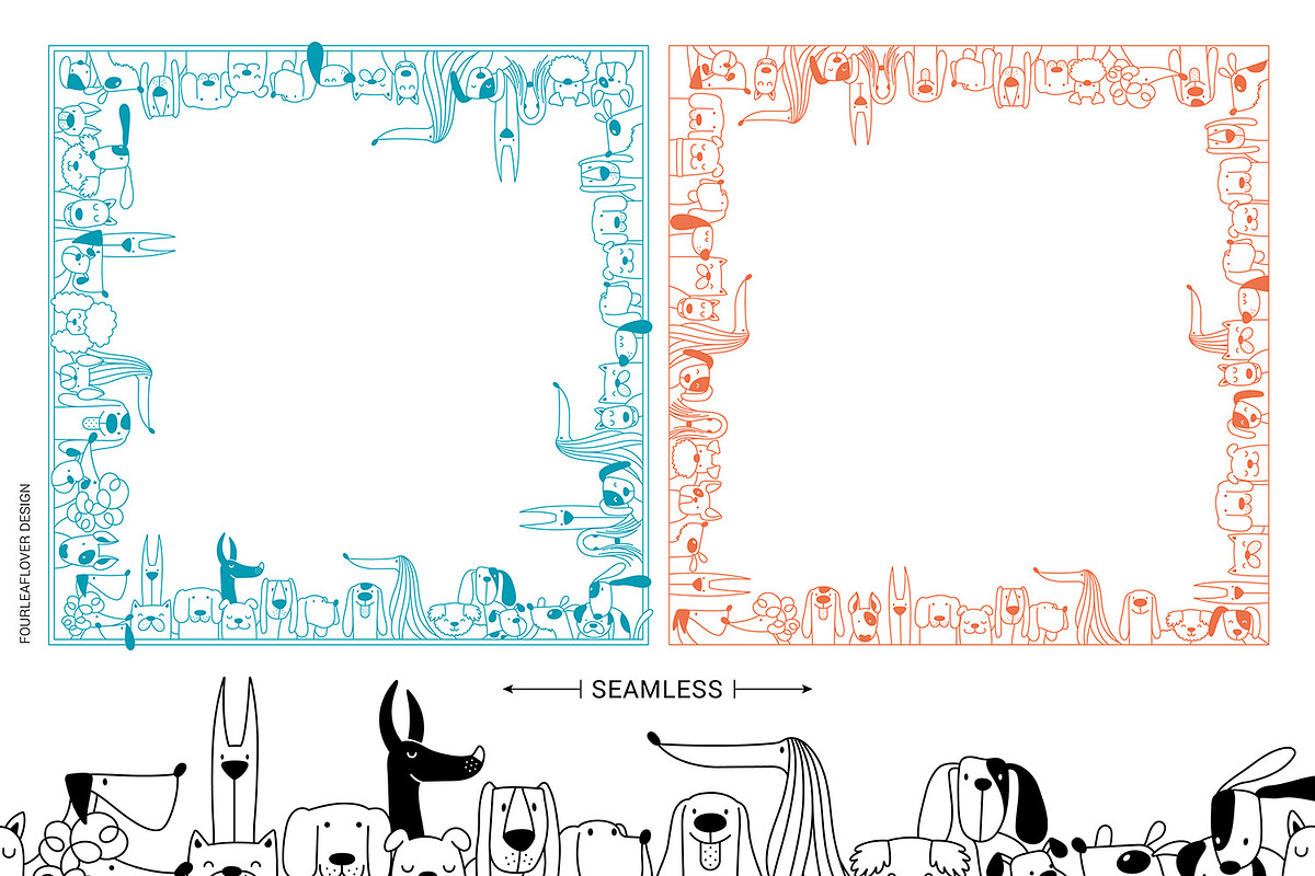 Cute Dogs Vector Set, an Animal Illustration by FourLeafLover (Photo 9 of 17)