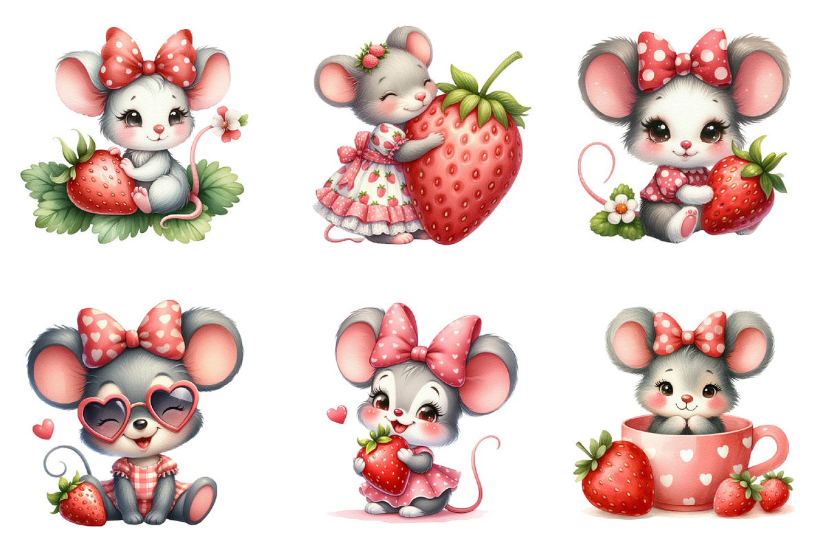 Minnie Animals Mouse Strawberry Clip, an Illustration by SinaCreation (Photo 4 of 5)