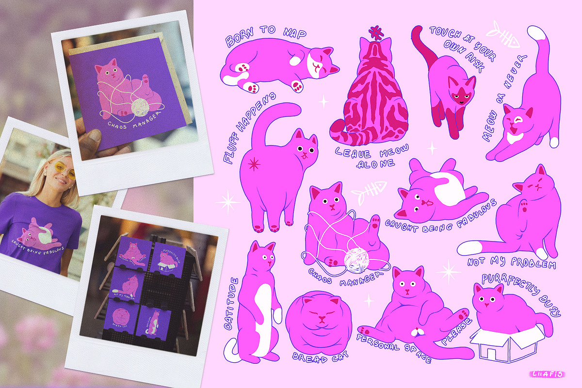 Funny Cats Illustration Collection, an Animal Illustration by Liiafis (Photo 4 of 11)