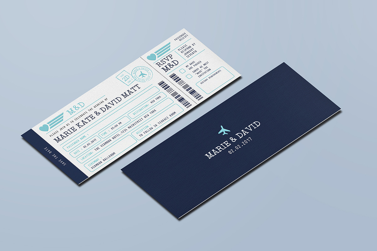 Boarding Pass Wedding Invitation, an Invitation Template by Vynetta (Photo 5 of 5)
